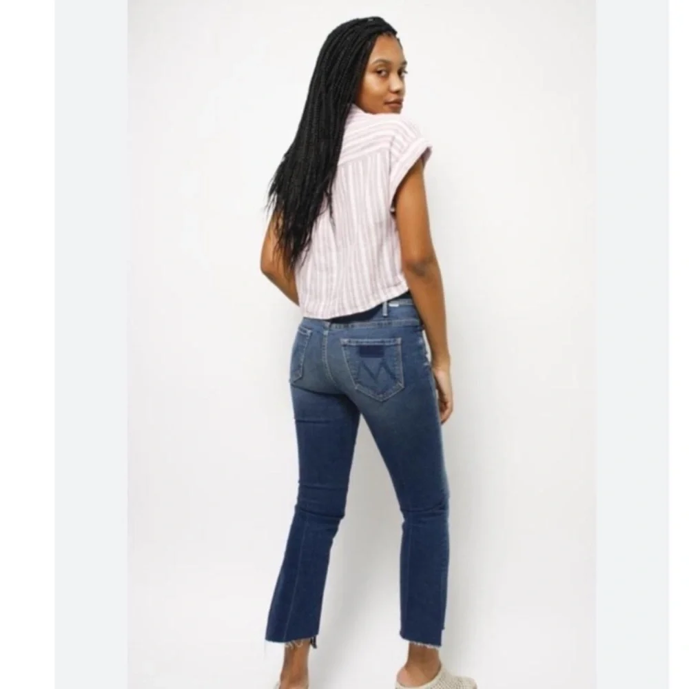 Mother Jeans The Hustler Two Step Ankle Fray in The Buck Stops Here